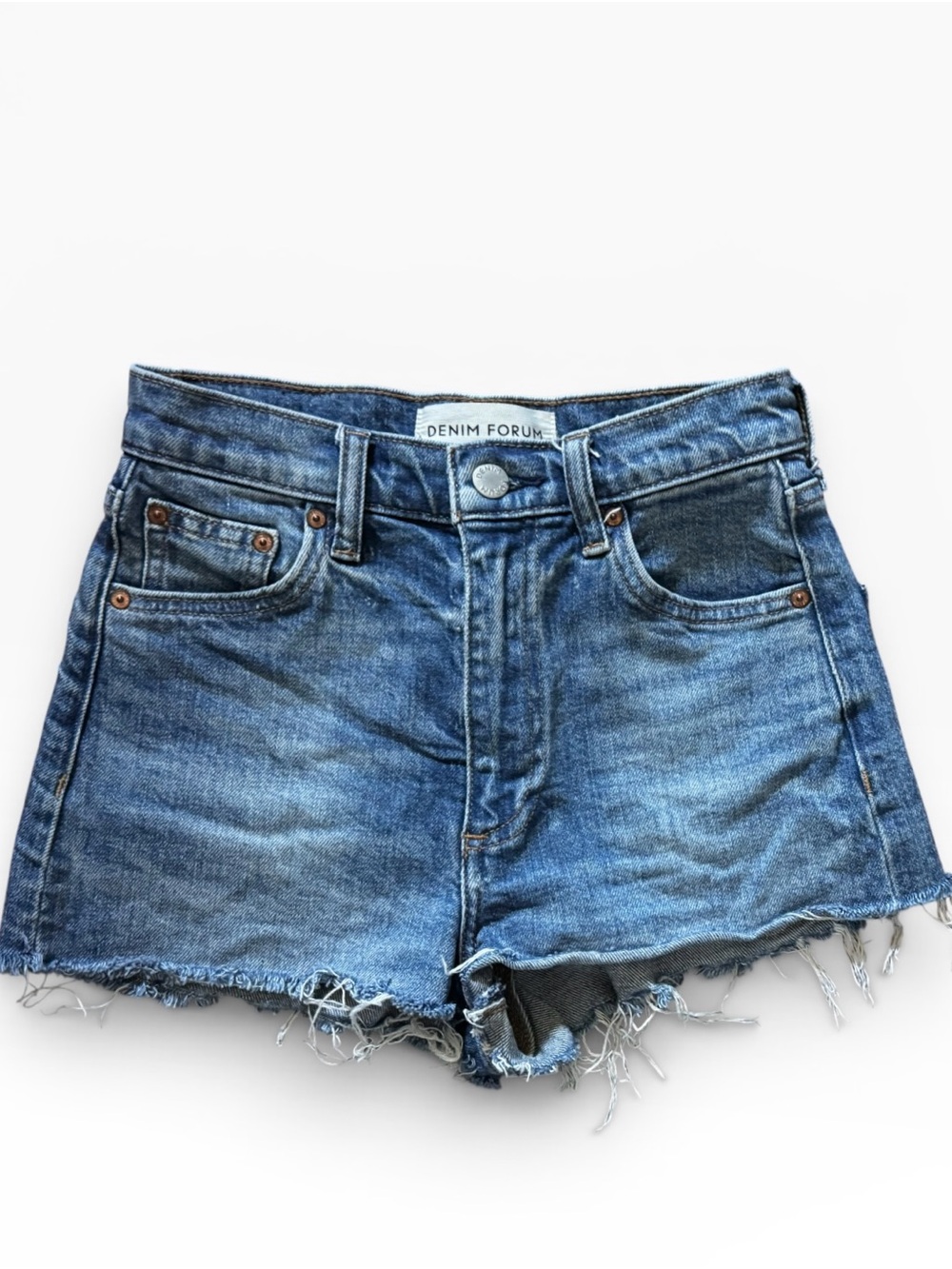 2/$25 Aritzia Denim Forum The '50s Arlo Mid Thigh Raw Hem Shorts